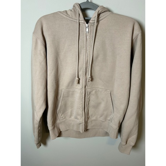 Brandy Melville Tops - Brandy Melville Crystal Hoodie Tan Beige Zip Up Sweatshirt MDA110Z-Z194XS